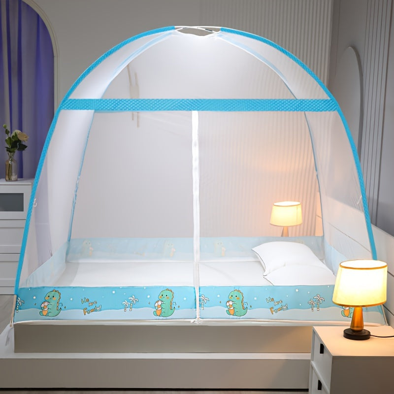Pop-Up Mosquito Net for Bed with Full Coverage Easy Setup Durable Cartoon Design