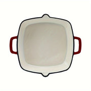 To‘g‘ri burchakli emal qoplangan quyma temir qozon - Ichki pishirish uchun ideal, mustahkam tutqichi va tozalash oson yuzasi mavjud, gaz va elektr pechlari bilan mos - 25.4 sm chuqurlikdagi kvadrat, qizil rang