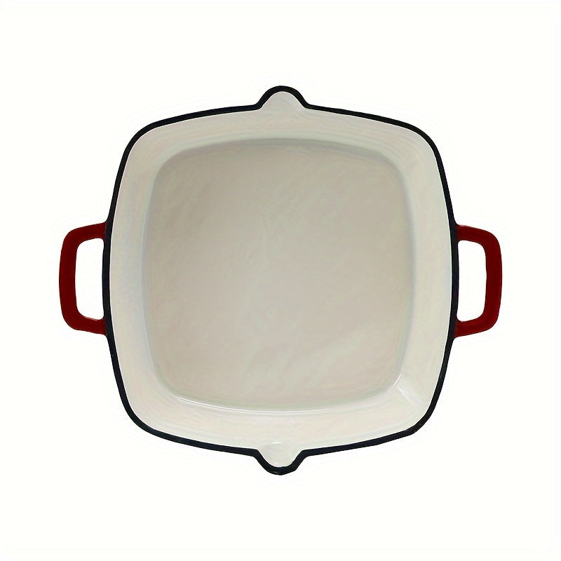 To‘g‘ri burchakli emal qoplangan quyma temir qozon - Ichki pishirish uchun ideal, mustahkam tutqichi va tozalash oson yuzasi mavjud, gaz va elektr pechlari bilan mos - 25.4 sm chuqurlikdagi kvadrat, qizil rang