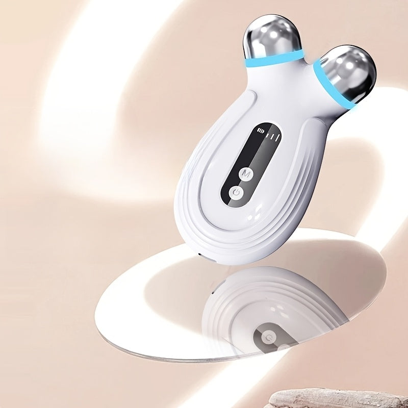 Yuz va bo'yin massajchisi, ko'k LED chiroqlari bilan - qayta zaryadlanadigan, USB orqali zaryadlash - ayollar uchun ideal teri parvarishi sovg'asi, zamonaviy estetik va ergonomik dizaynga ega go'zallik qurilmasi.