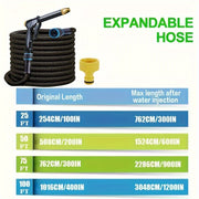 30.48m Expandable Rubber Garden Hose with High Pressure Spray Nozzle for Car Wash Pet Cleaning Outdoor Use