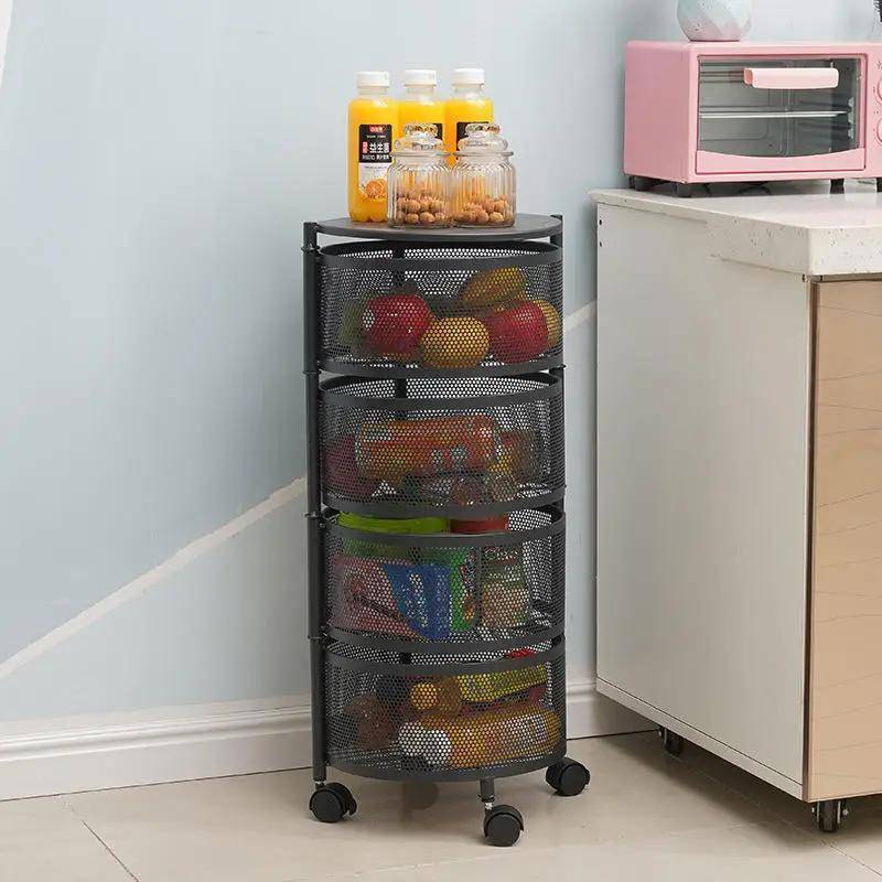 Multi-Tier Metal Storage Rack for Fruits Vegetables Kitchen Living Room Organizer