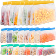 Reusable Food Storage Bags Set, Leak-Proof, BPA-Free, Freezer Safe
