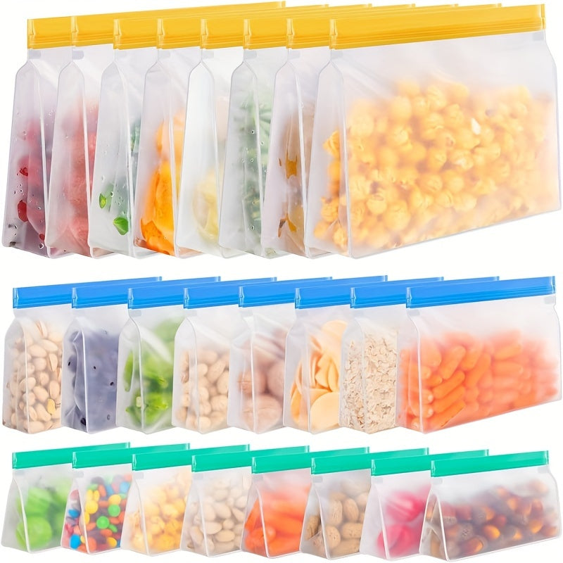 Reusable Food Storage Bags Set, Leak-Proof, BPA-Free, Freezer Safe