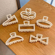 Set of 6 Women's Pearl Hair Clips Summer Hair Accessories Minimalist Plastic Small