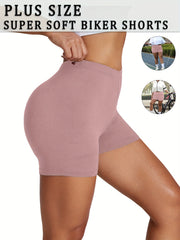 Plus Size Women’s Biker Shorts Soft Tummy Control No-See-Through Workout