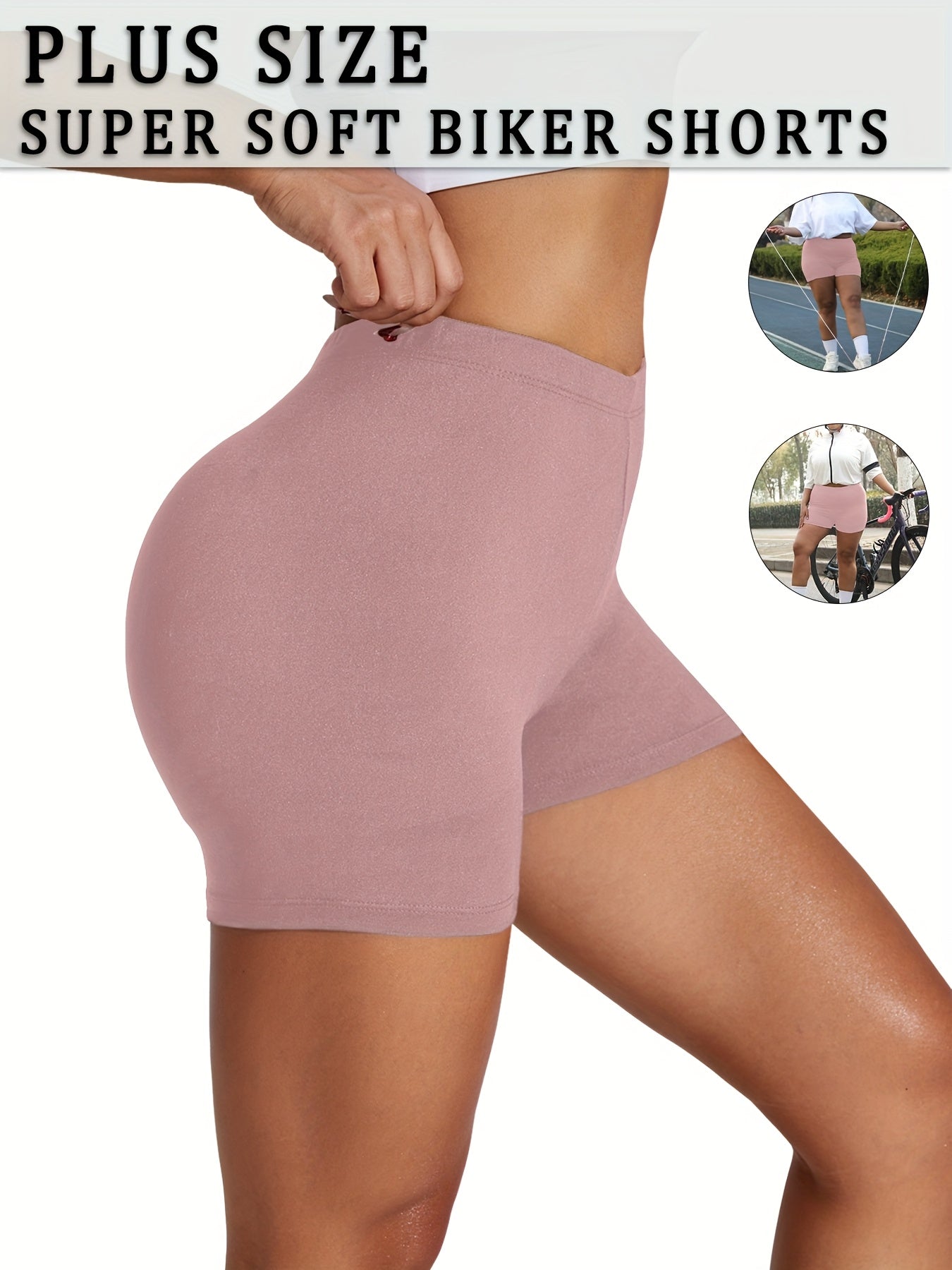 Plus Size Women’s Biker Shorts Soft Tummy Control No-See-Through Workout