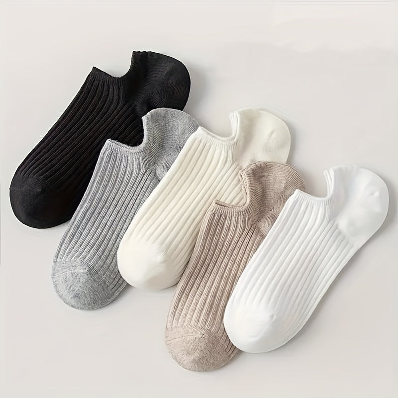 Women's Invisible Boat Socks 5 Pairs Thin Non-Slip Spring Summer