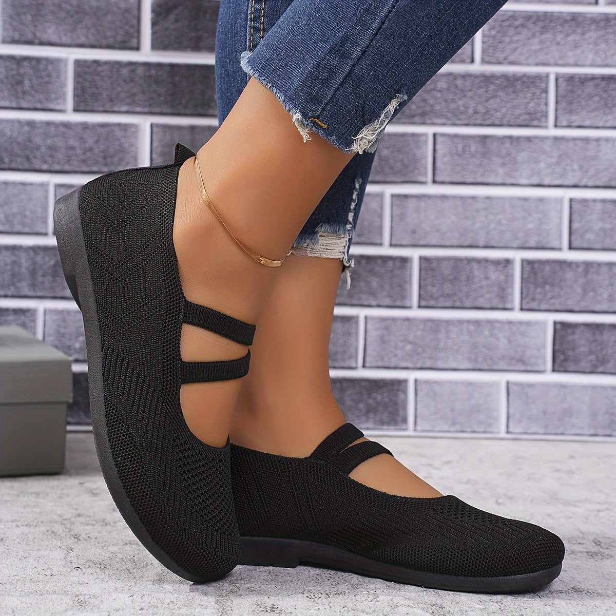 Women's Slip-On Loafers All-Season Casual Shoes Solid Color Fabric Upper
