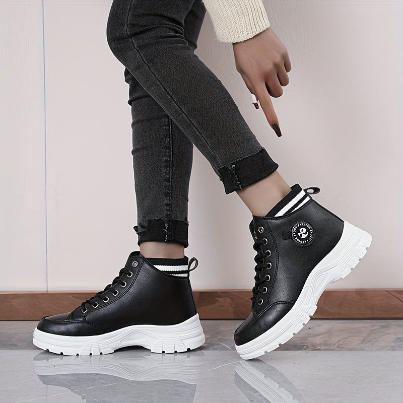 Zapatos casuales de caña alta a la moda para mujer, antideslizantes, botas de tendencia