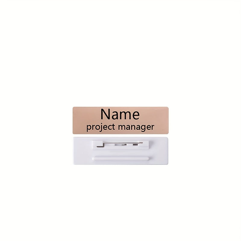 Personalized Name Badge with Magnetic Pin, Custom Engraved Job Title Tag