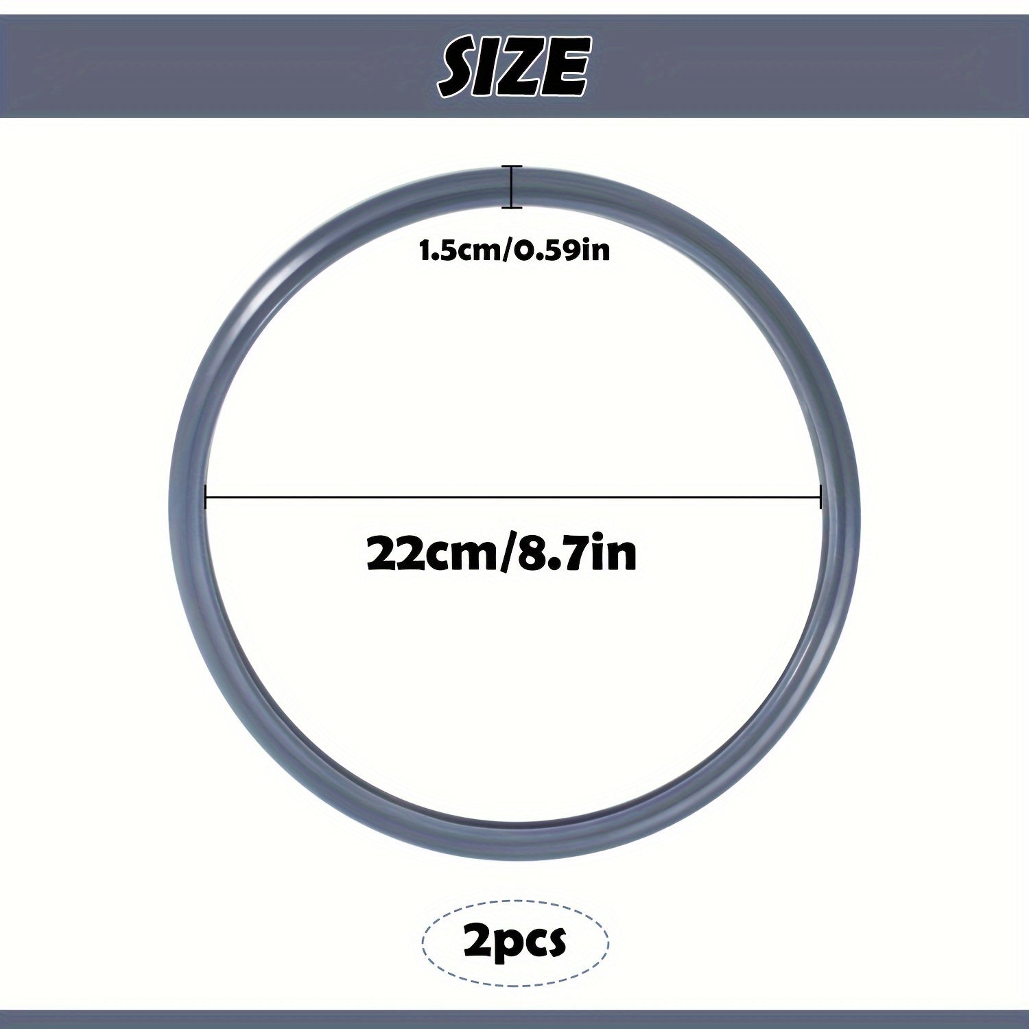 Bosim oshxona idishlari uchun ikki silikon muhr halqasi, o'lchami 22 sm. Ushbu almashtirish qoplamalari toksik bo'lmagan, oziq-ovqat darajasidagi silikondan tayyorlangan va WMF Perfect va Silit Simomtic Quick Cook idishlari bilan mos keladi.