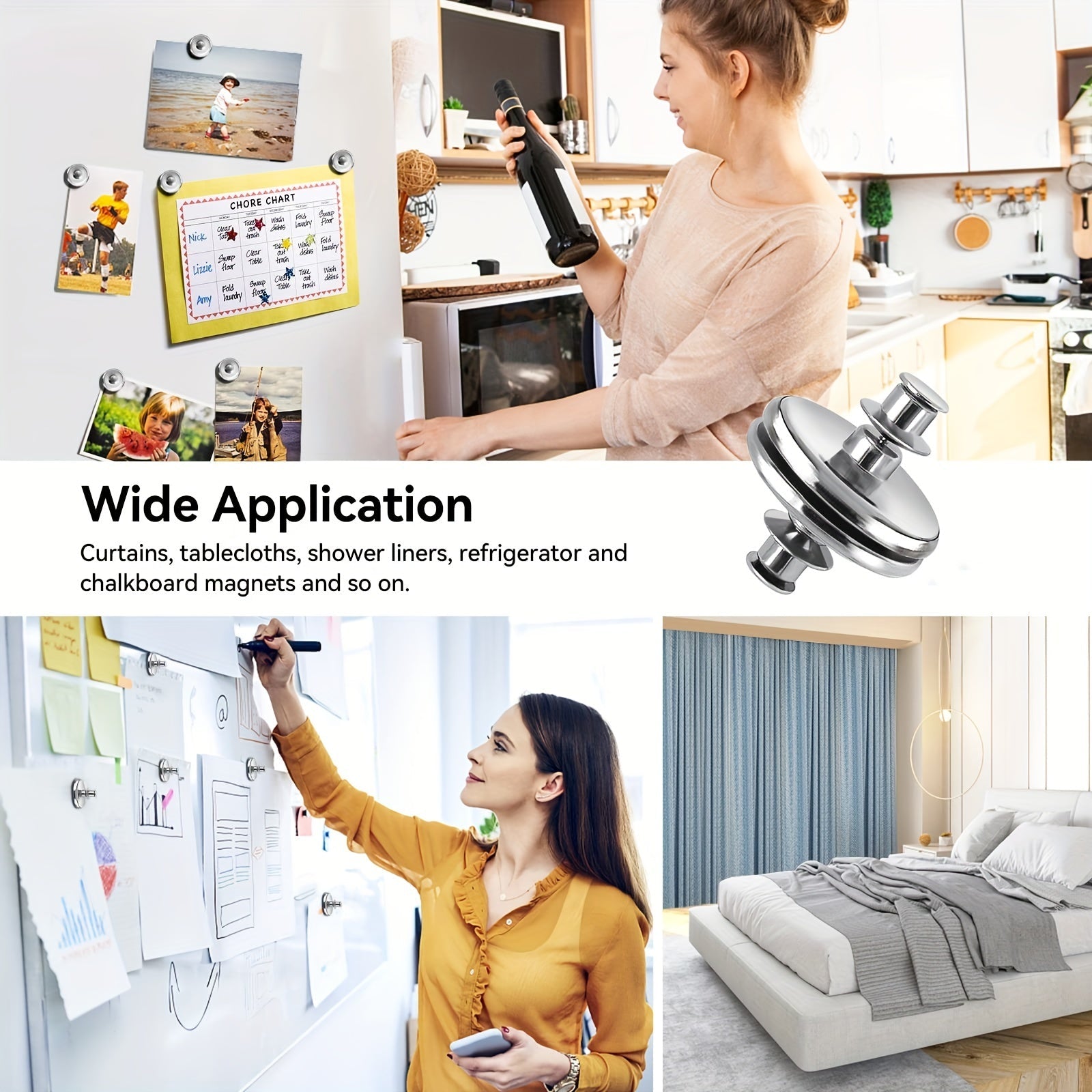 Juego de 5 sujetadores magnéticos para cortinas con respaldo para prevenir filtraciones de luz