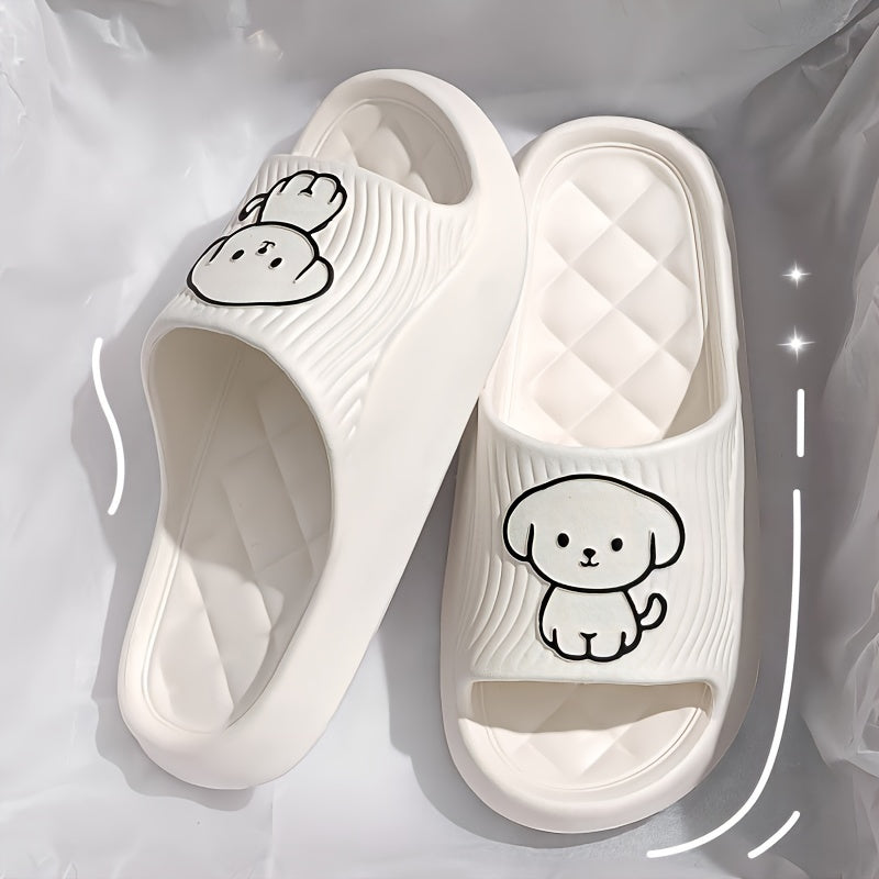 Unisex Dog Pattern Slides Casual Open Toe Indoor Bathroom Slippers