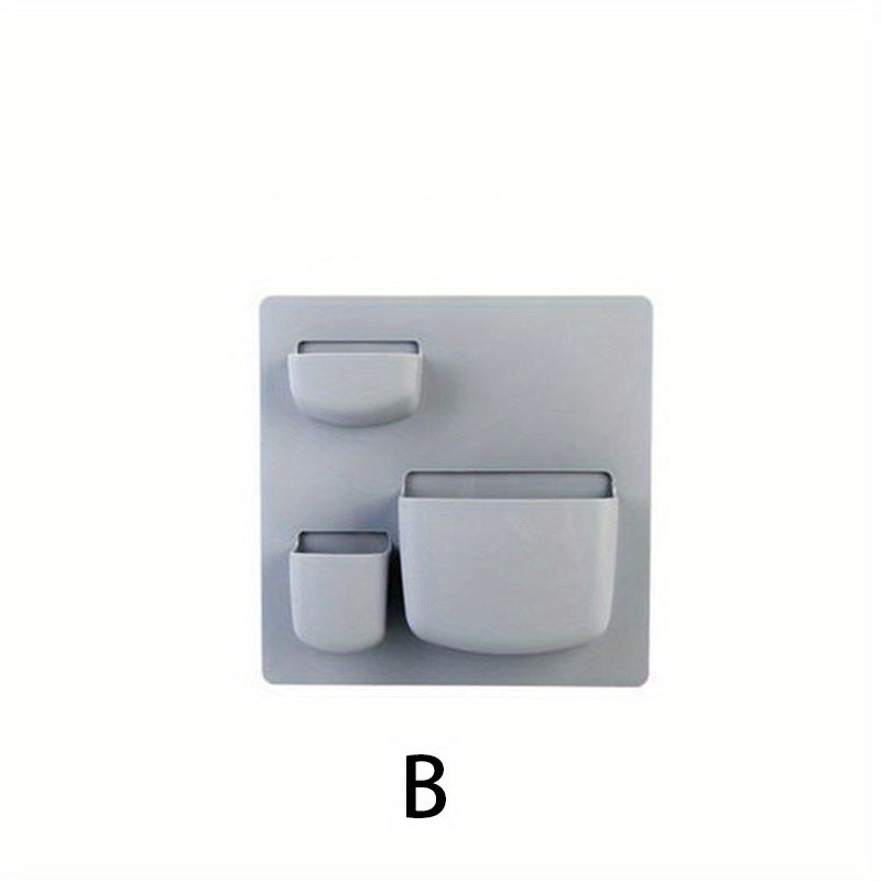 Vannaxona va oshxona uchun devor saqlash racki, yorqin kulrang, burg'ulashsiz, joyni tejovchi tashkilotchi kosmetika va aksessuarlar uchun