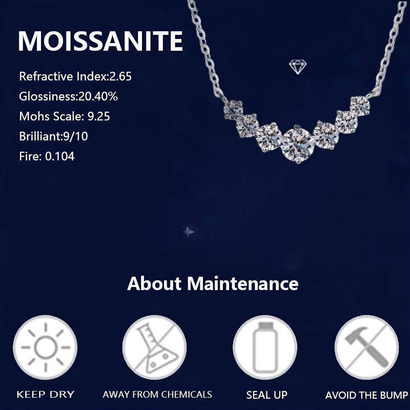 Moissanite Silver Necklace for Wedding Engagement Anniversary Gift