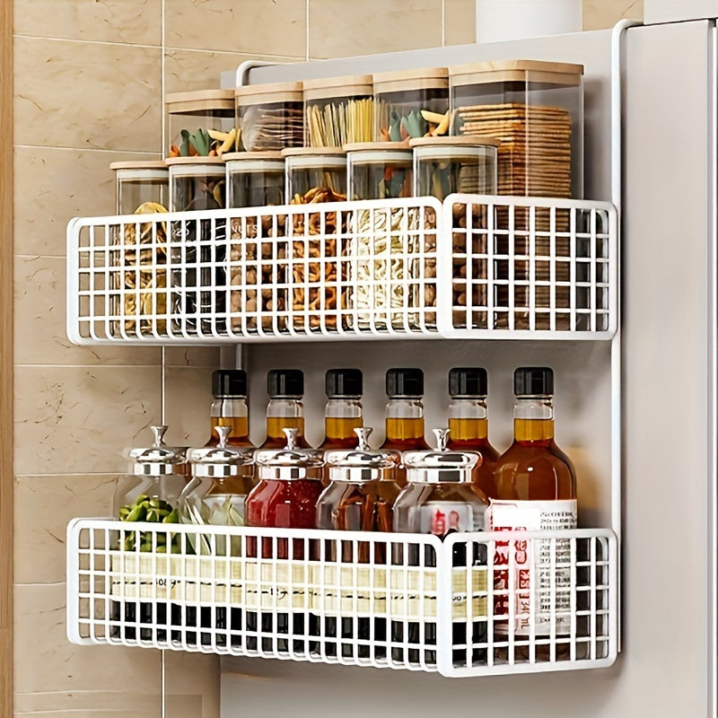 Estante de almacenamiento de cocina de metal de múltiples capas con soporte para film transparente y montaje en pared