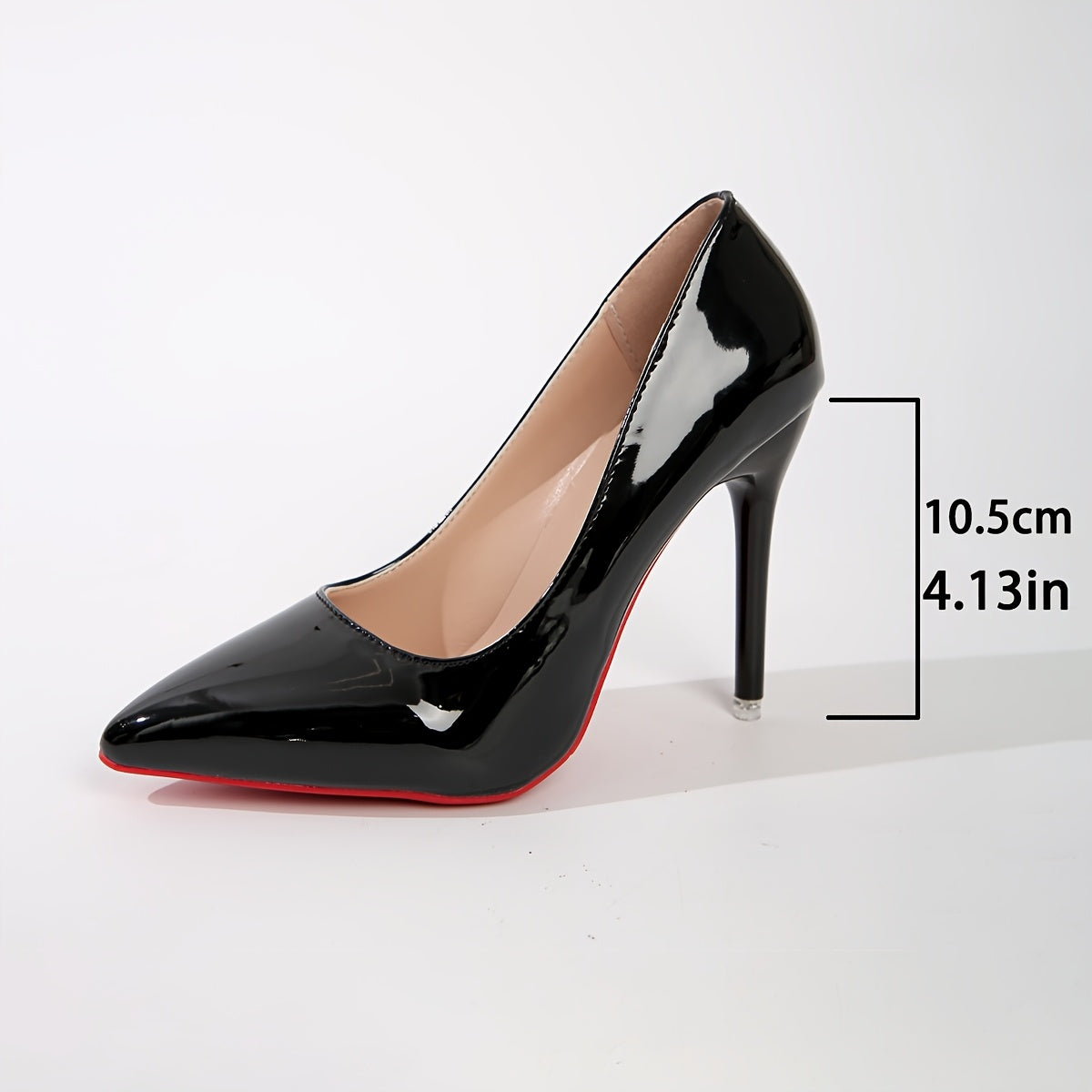Women's Glossy Black Pointed Toe Stiletto Heels 10cm Ultra-High Synthetic Pumps