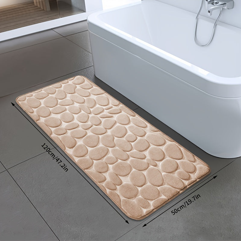 Quick-Dry Pebble Bath Mat Non-Slip Sponge Floor Mat for Bathroom Kitchen Laundry Bedroom