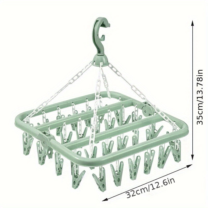 32-Piece Plastic Folding Clothes Hangers for Laundry Drying Space-Saving Organizer