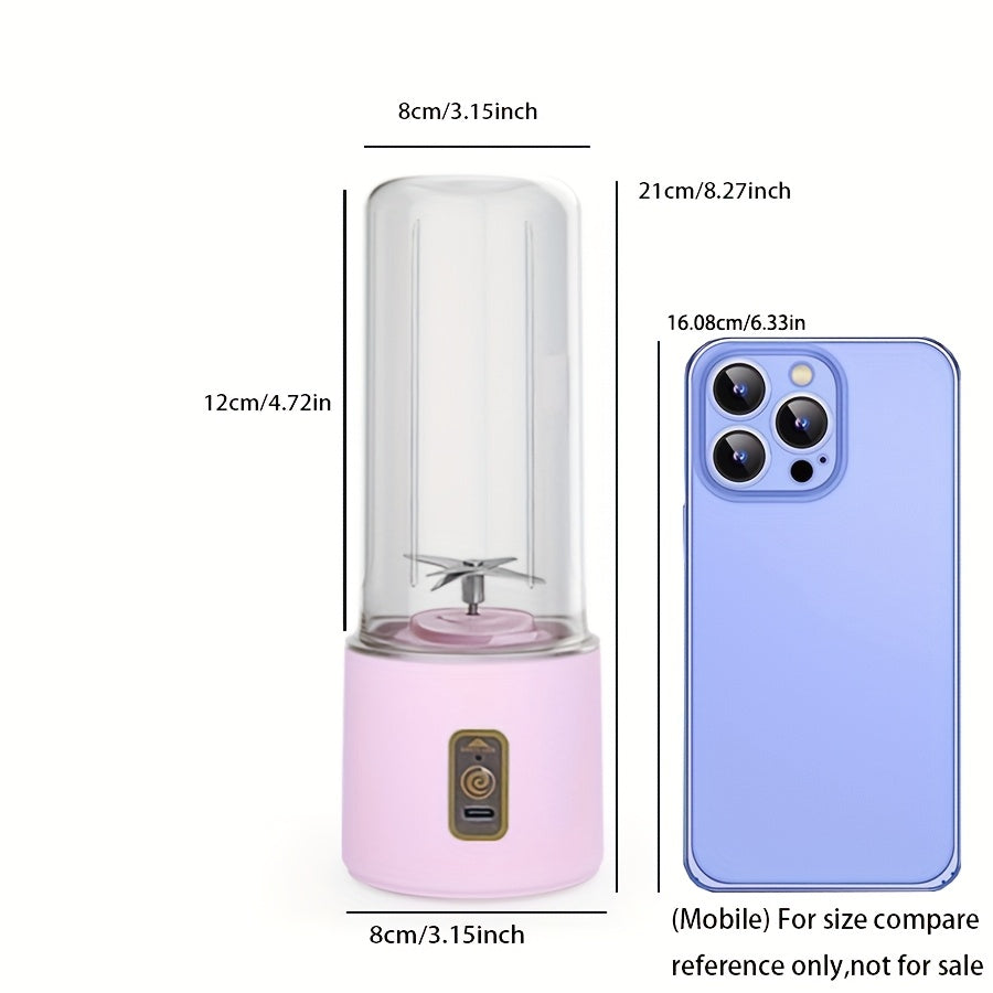 450ml Portable Electric Juicer USB Rechargeable with 6 Blades Food Grade PP