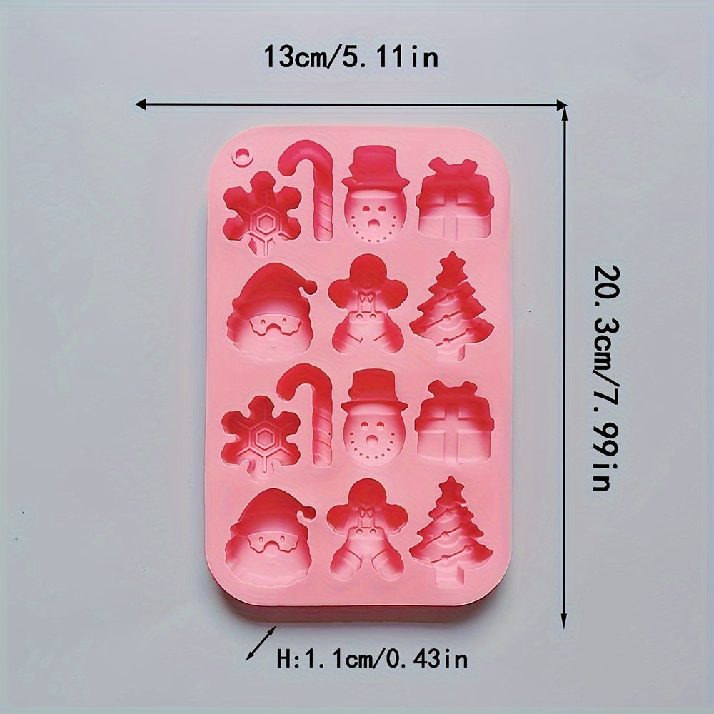 Silicone Christmas Mold 14 Cavities Snowflake Santa Tree for Ice Candy Chocolate