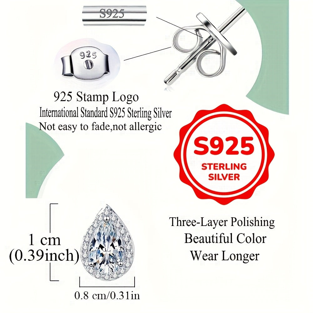 Eng yaxshi tanlov - 925 sterling kumushda elegant suv tomchisi shaklidagi kubik zirkoniya bilaguzuk va quloq uzuklari to'plami - gippoallergen va qizlar, ayollar, tug'ilgan kunlar, bayramlar, prom kechalari va kundalik kiyimlar uchun mukammal