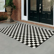 Black and White Checkered Carpet Non-Slip Polyester Indoor Floor Mat