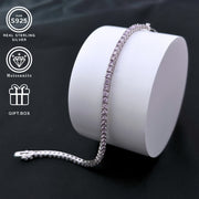 Men's and Women's Moissanite Tennis Bracelet Silver Round Chain Gift Jewelry