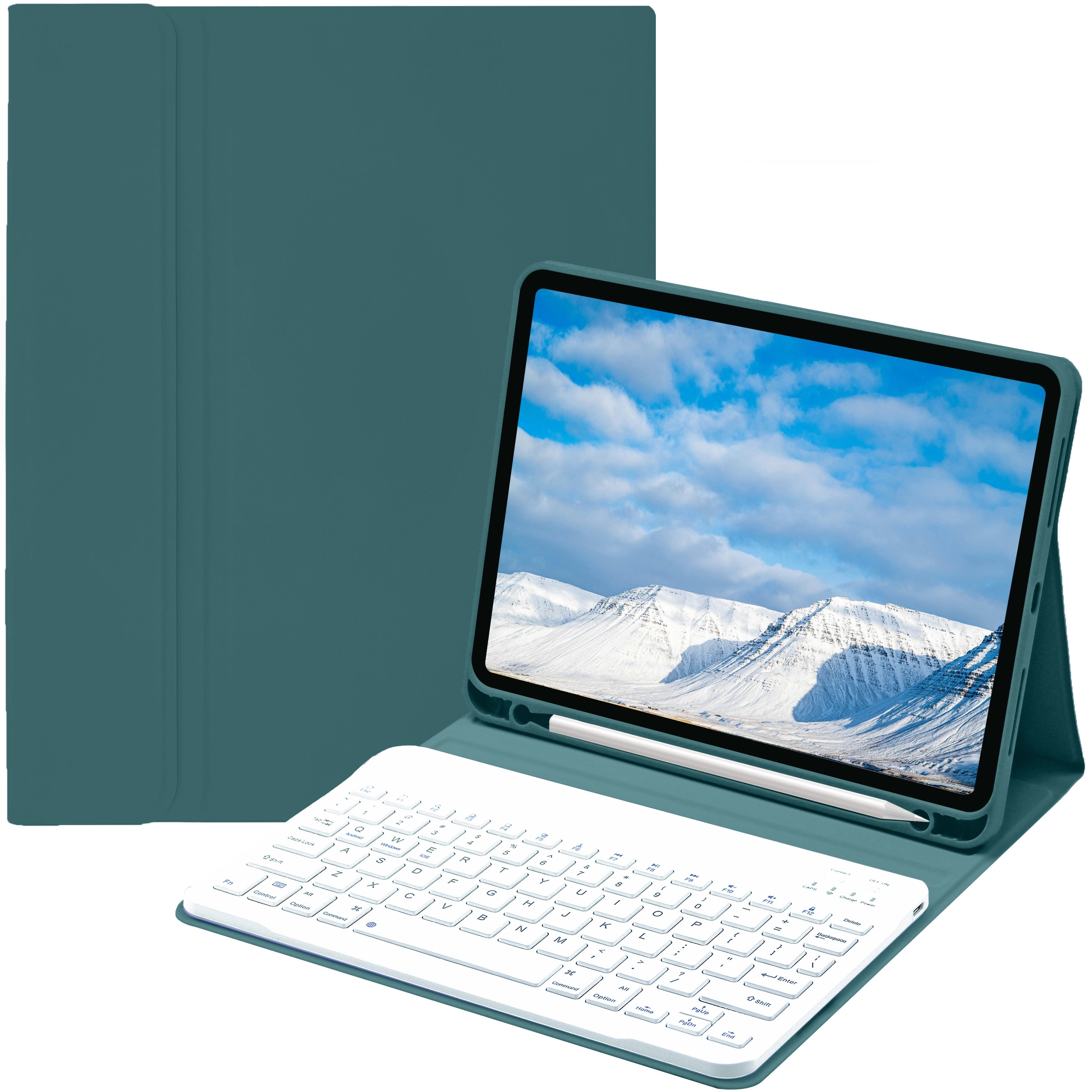 Funda con teclado para iPad Air 1-5, 5ª-10ª generación, Pro 11/12.9 pulgadas con teclado inalámbrico desmontable y soporte para lápiz