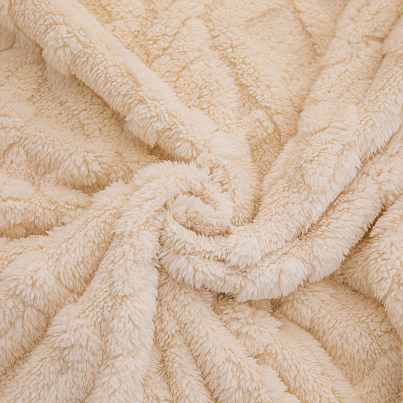 Double-Sided Velvet Office Blanket Rhombus Grid Tartan and Solid Color Square Pattern