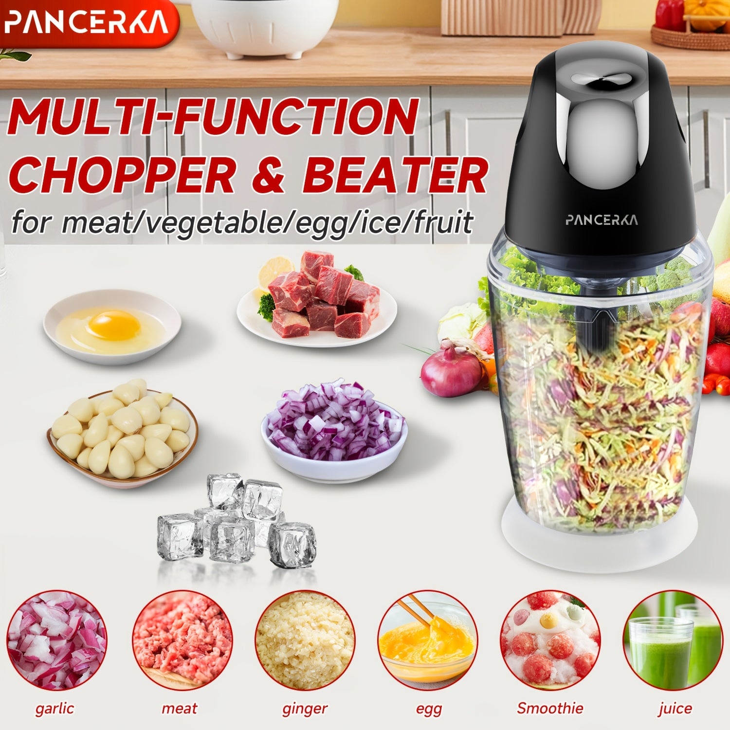Food Processor 1500ml High-Speed Motor 28000 RPM Plastic Body European Plug