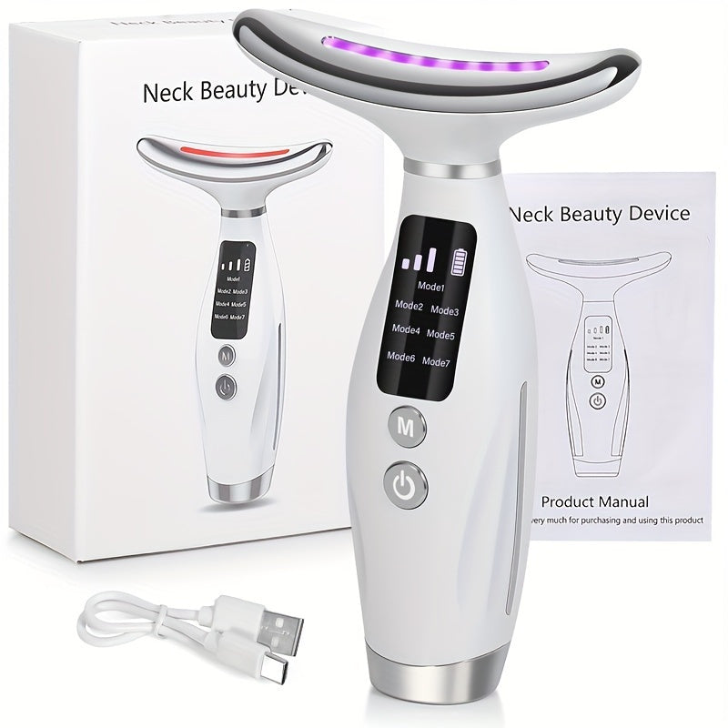 Rechargeable Facial and Neck Massager for Women with 7 Modes USB Charging Ergonomic Design