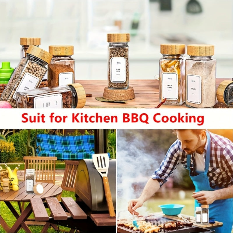 12pcs Glass Spice Jars Set for Kitchen Storage Salt Pepper Shakers Organizers