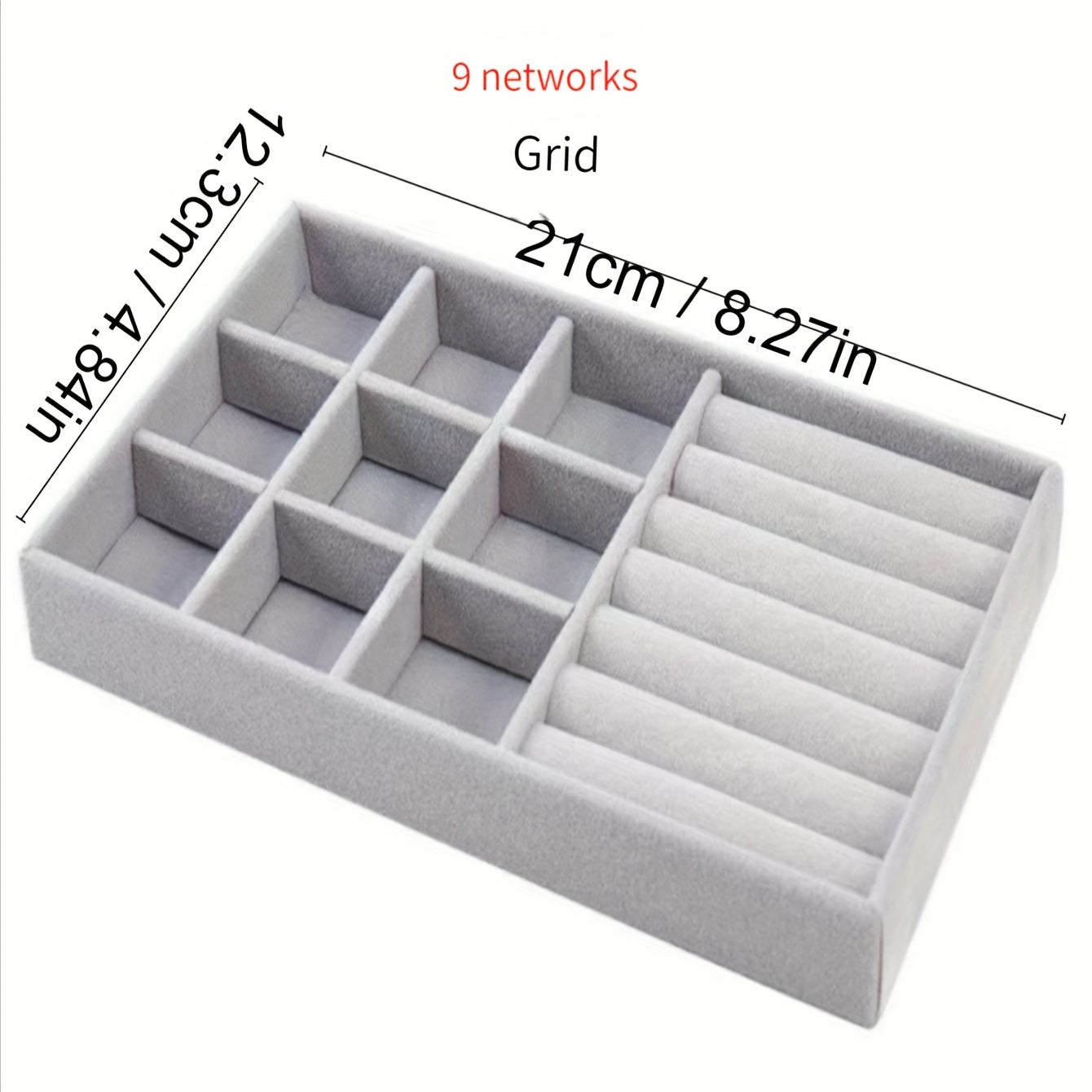 Flannel Jewelry Organizer Tray with Stackable Drawer Dividers for Earrings Necklaces and Bracelets