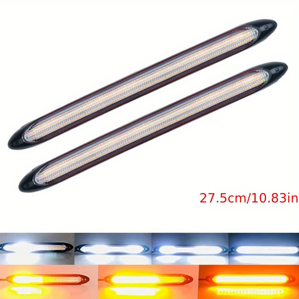 2-Pack 12V LED Daytime Running Lights Yellow Car DRL Strips Hardwired