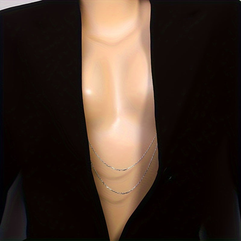 Элегантная синяя цепочка для тела с кисточками из страз и перламутровыми сосками для ночного клуба