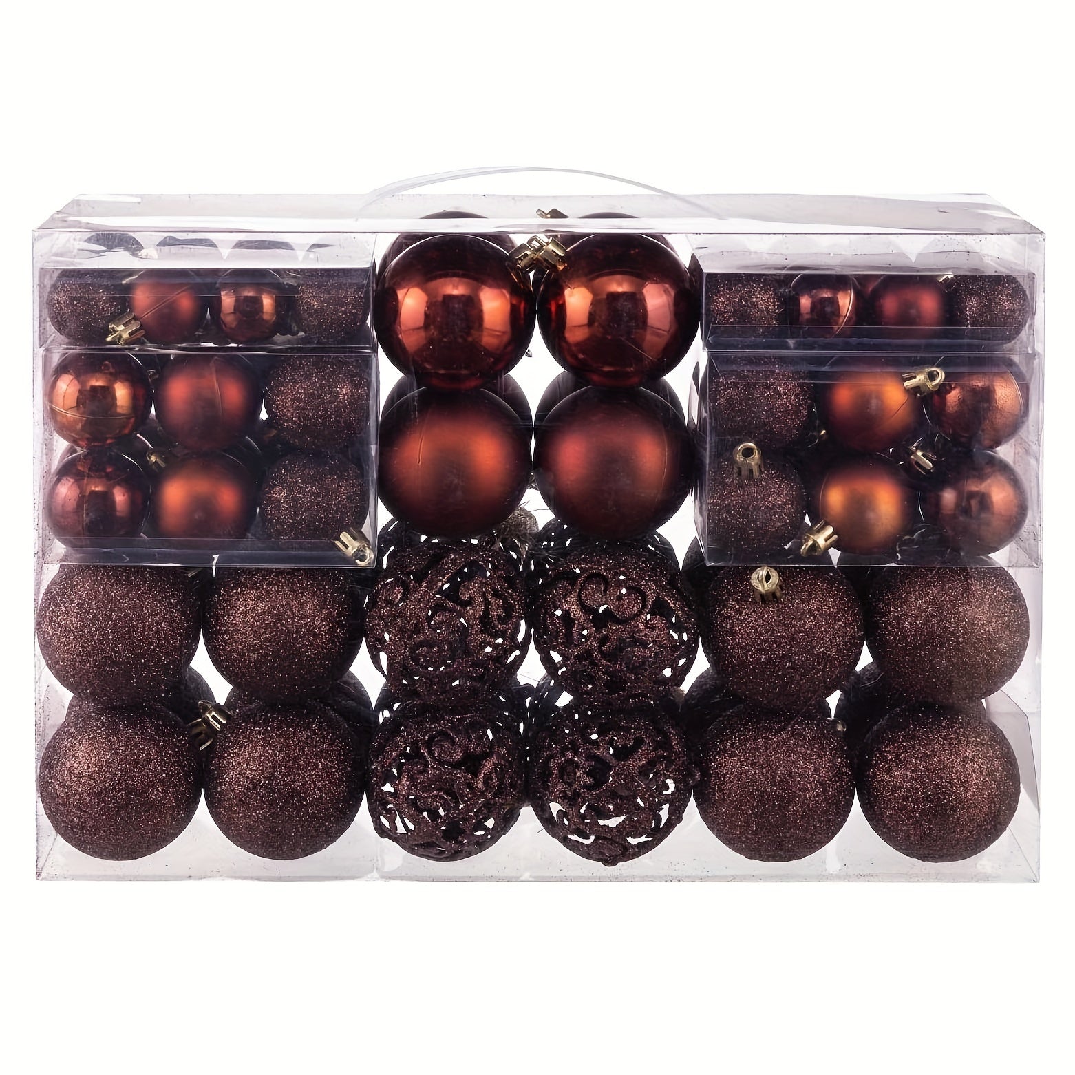 Set de 100 bolas de Navidad de plástico irrompibles en caja de regalo