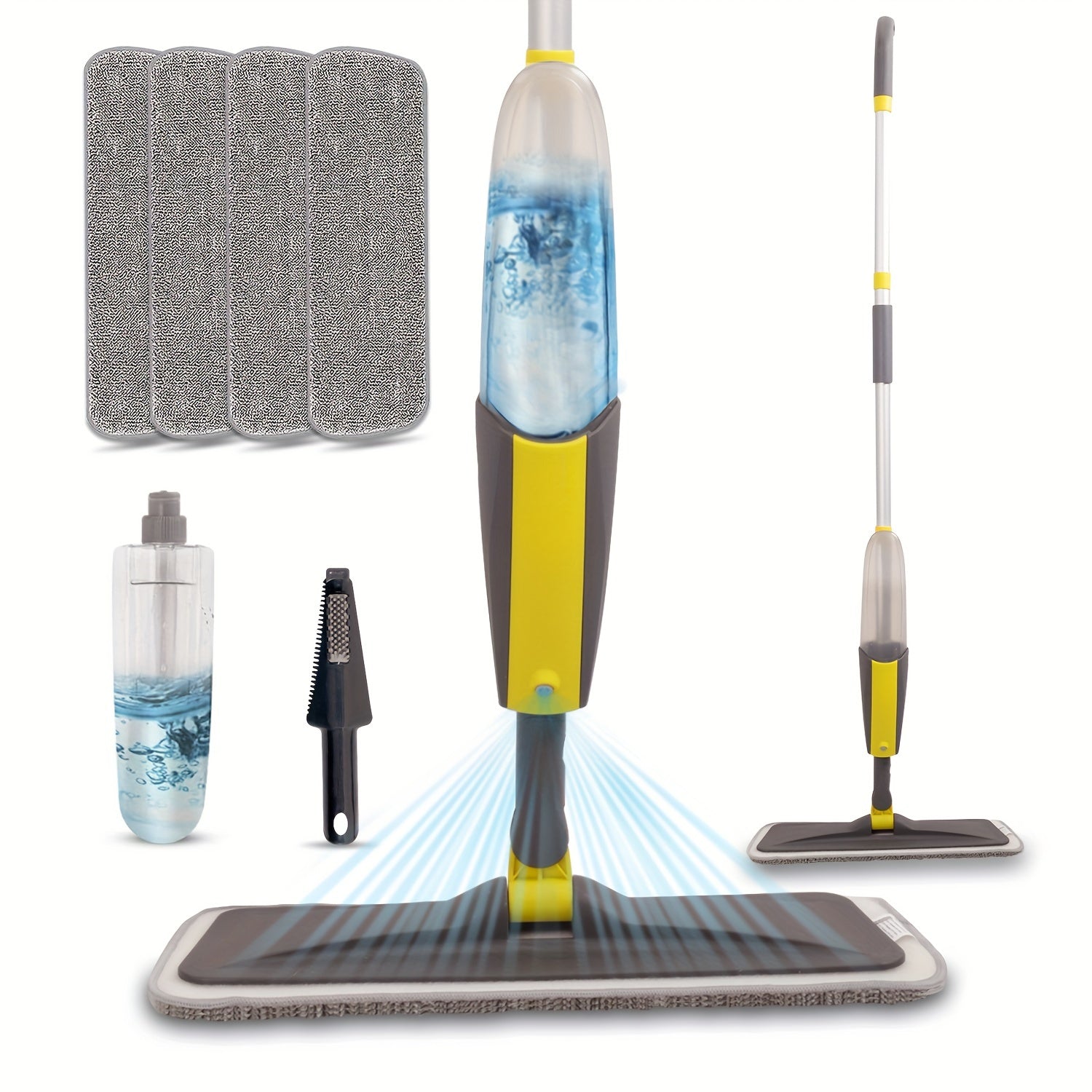 Mikrofiber chang'ich va ho'l spreyi mop, yog'och pol uchun, qayta ishlatiladigan yuviladigan padlar