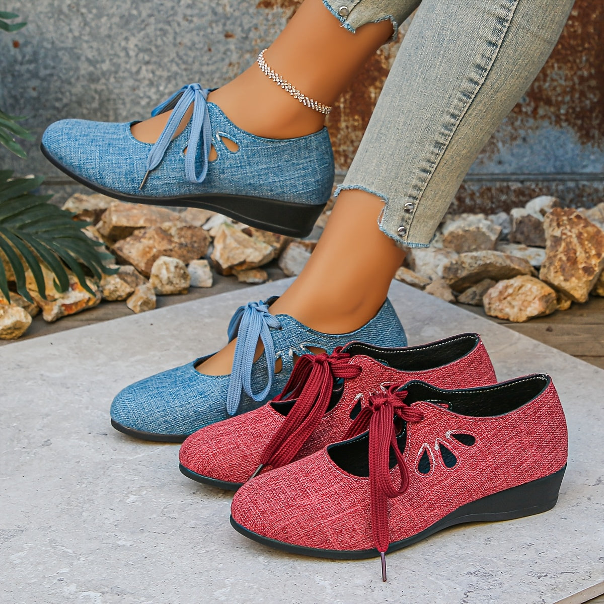 Women's Mary Jane Flats Solid Color Fabric Pointed Toe Slip-Resistant Shoes