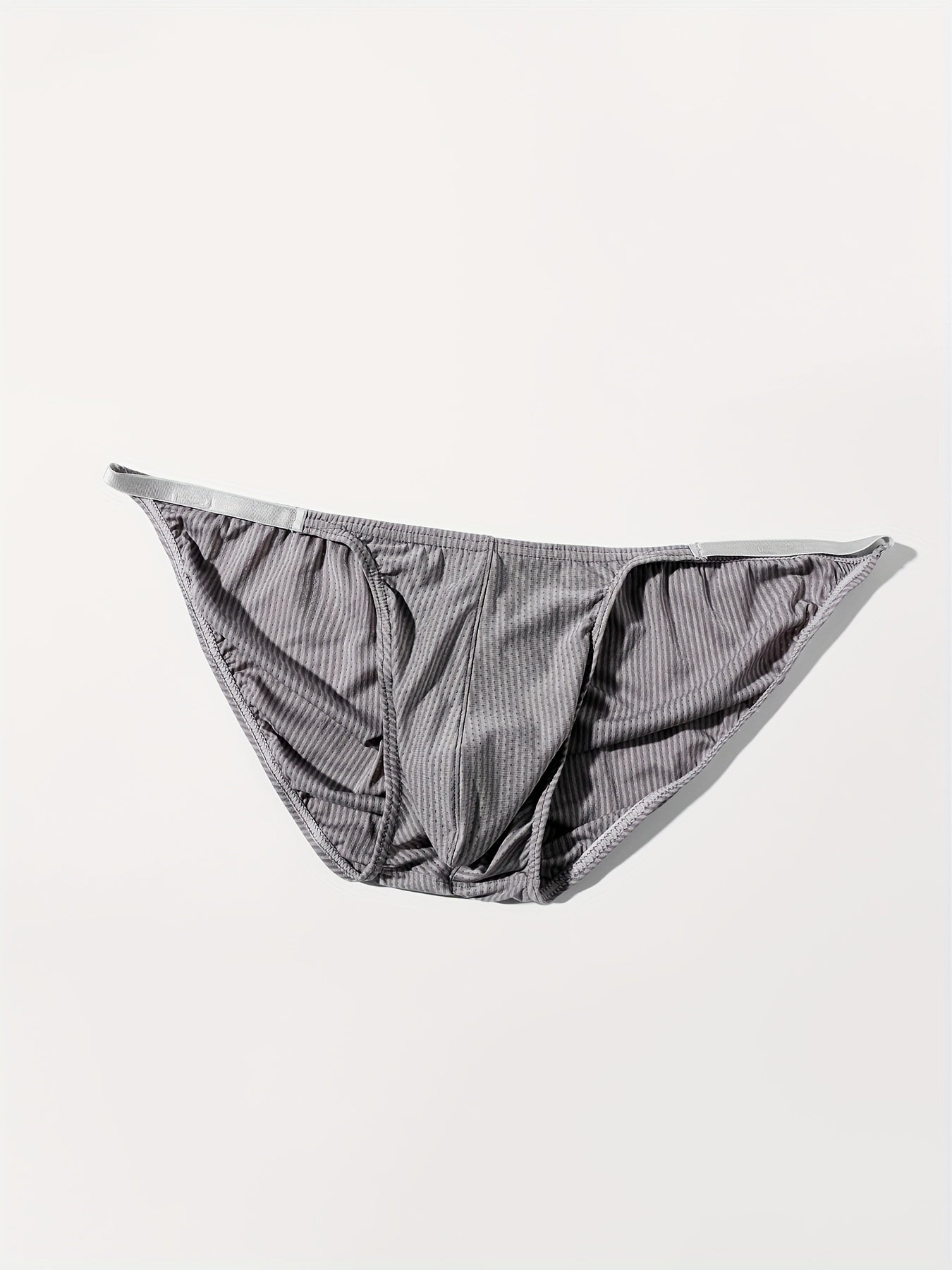 Men's Low Waist Striped Breathable Nylon Briefs for Summer