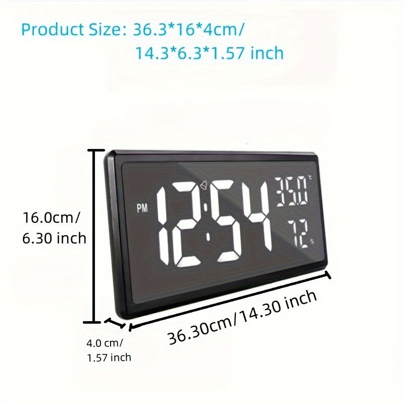 Large Wall Clock with LED Digital Display and Hanging Stand for Room Decor