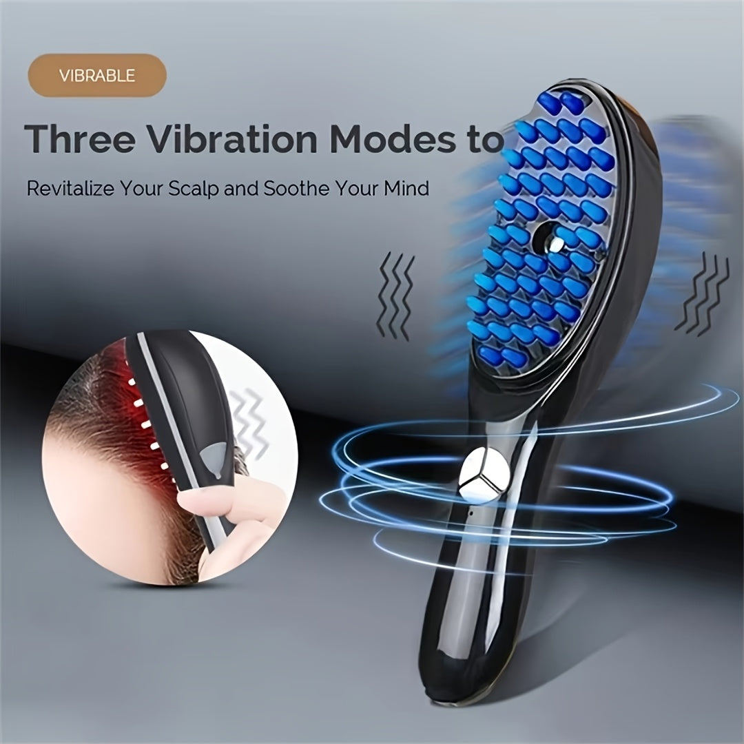 USB Rechargeable Hair Massage Comb with Vibration and Negative Ion Spray for Hair Care