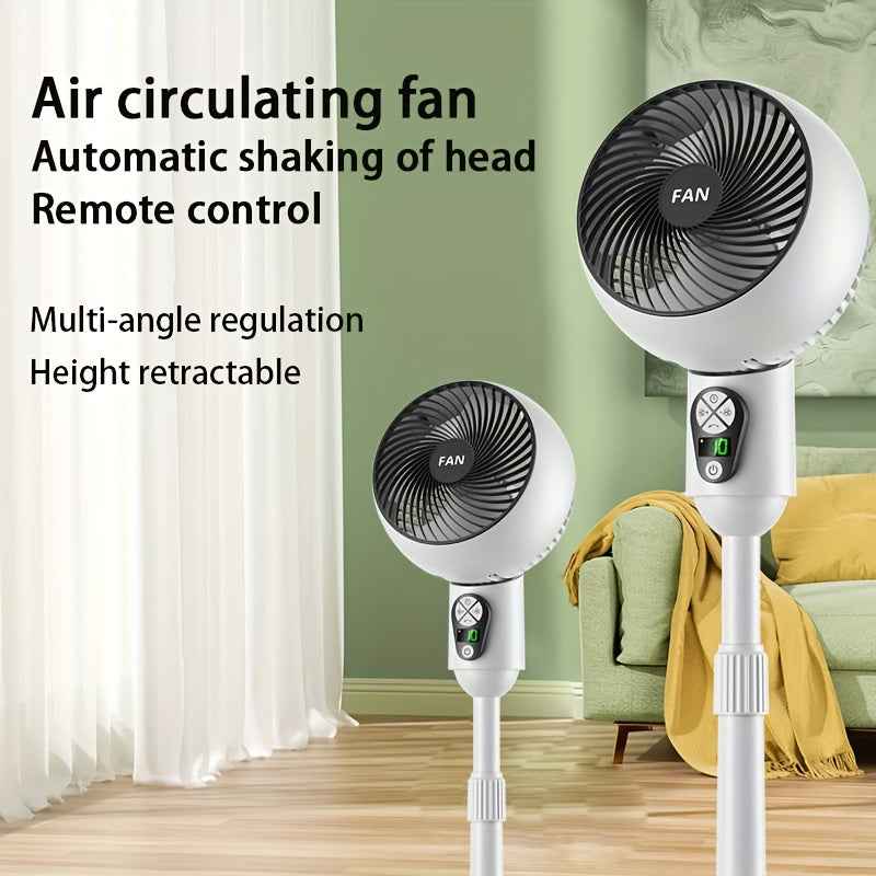 Digital Display Floor Fan with Remote Control Adjustable Height USB Powered Indoor Outdoor
