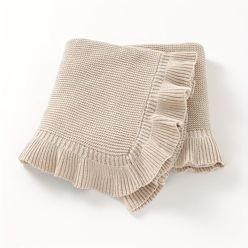 Infant Stroller Blanket Quilt with Lotus Leaf Edge for Toddlers