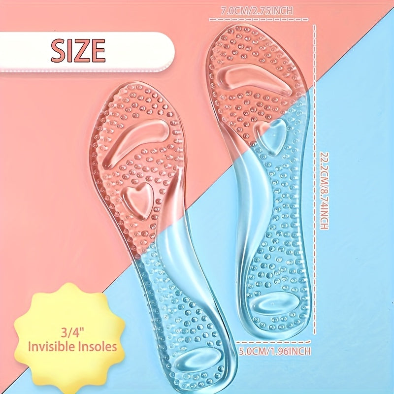 Women's Gel Heart-Shaped Heel Insoles Non-Slip Shock Absorption Blue Silicone