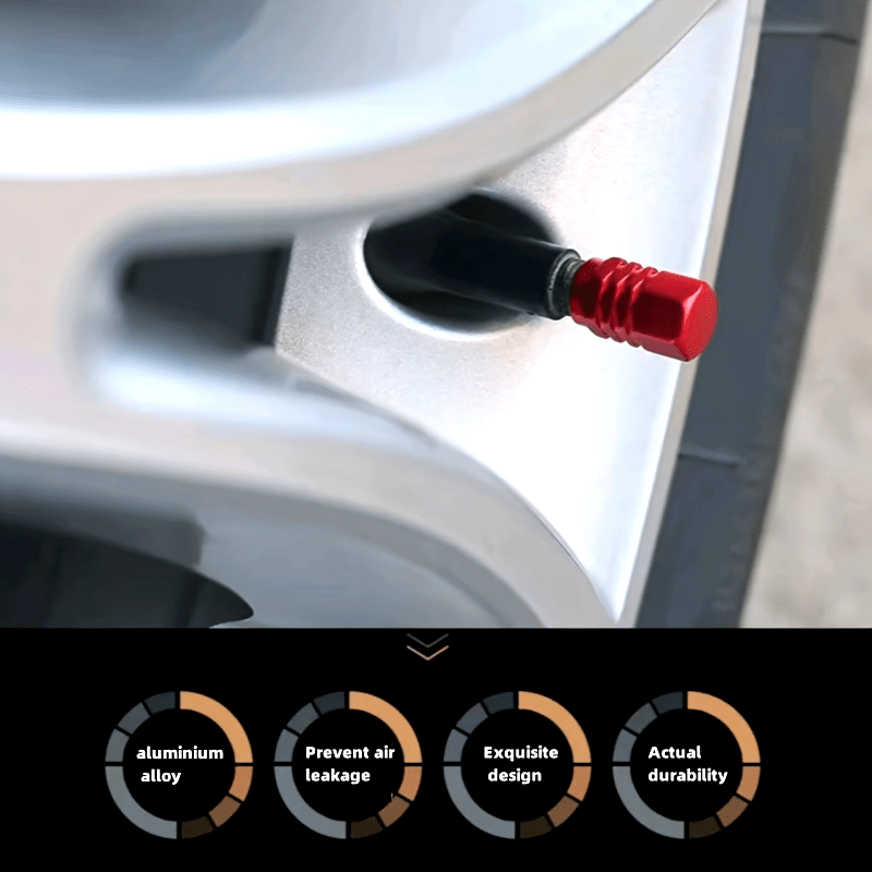 4 Pack Aluminum Alloy Tire Valve Caps for Cars, Motorcycles, Bicycles