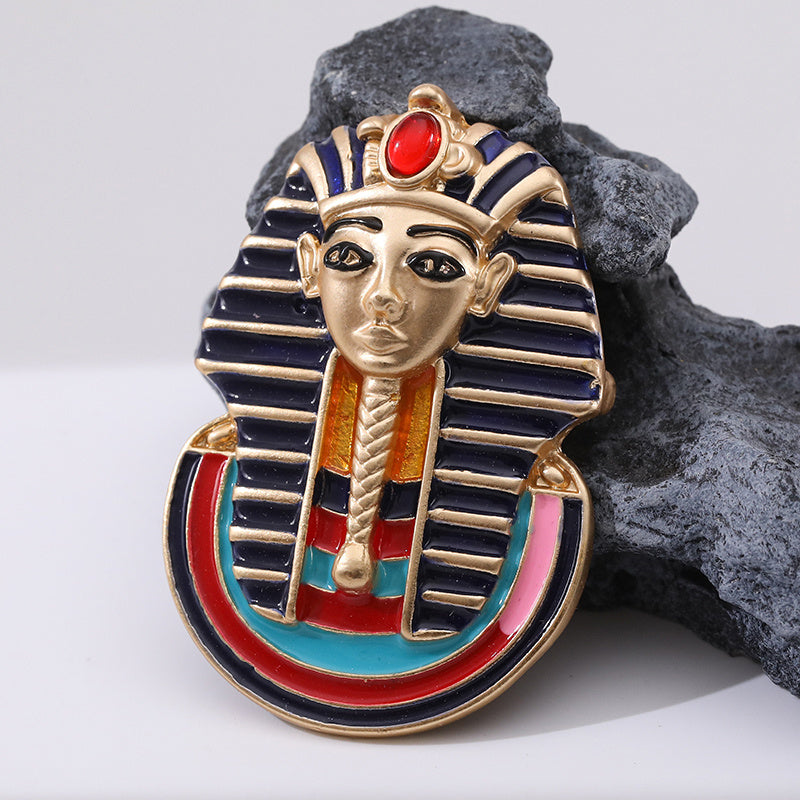 Egyptian Pharaoh Enamel Brooch Pin for Men and Women Costume Jewelry
