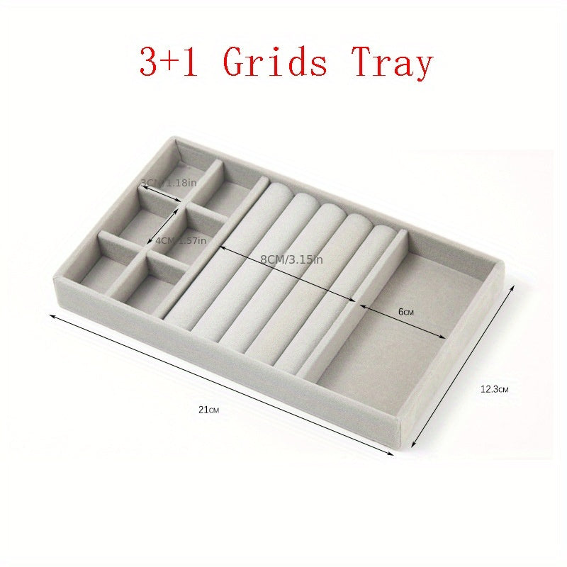 Soporte de exhibición y caja de almacenamiento apilable para joyas de terciopelo, para pendientes, anillos y collares