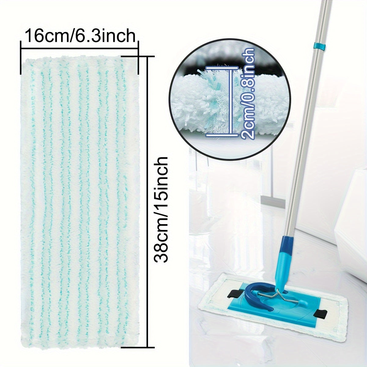 Replacement Mop Pads for Flat Floor Mop, Washable, Deep Cleaning, Kitchen Bathroom